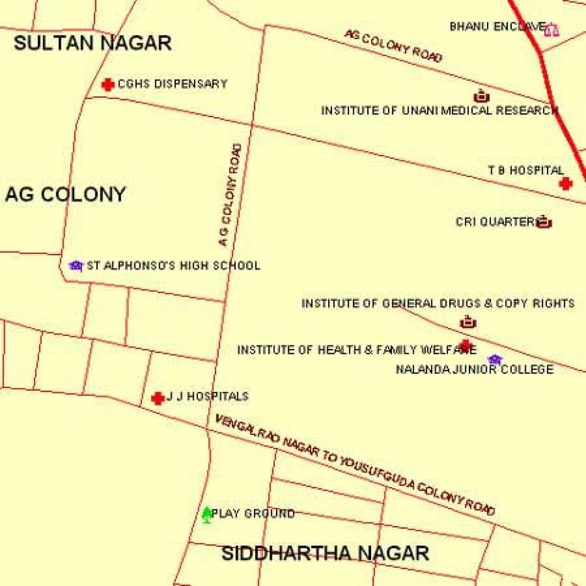 JJ Nemocnice Mumbai mapu