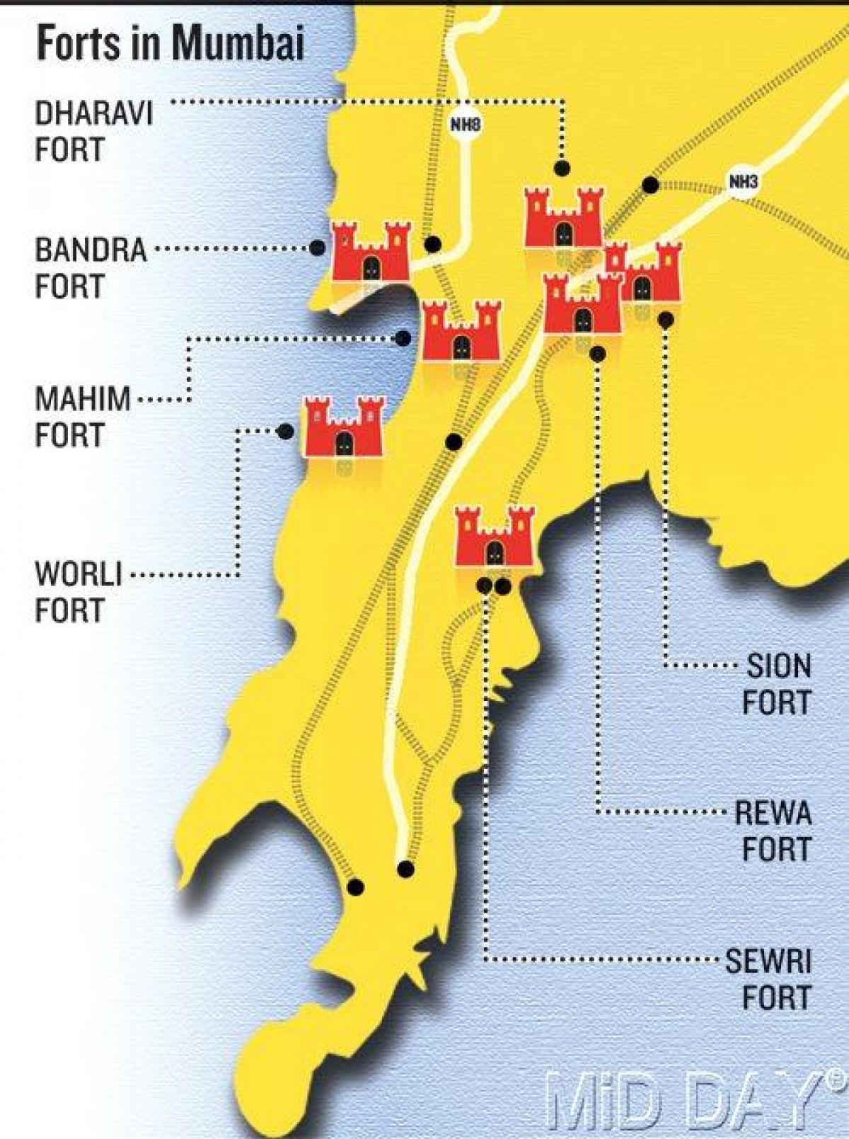 Mumbai fort oblasť mapu