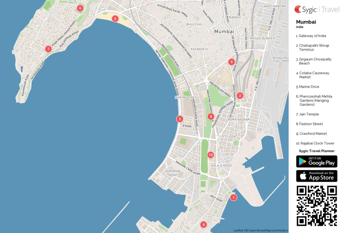 mapa južnej Bombaja