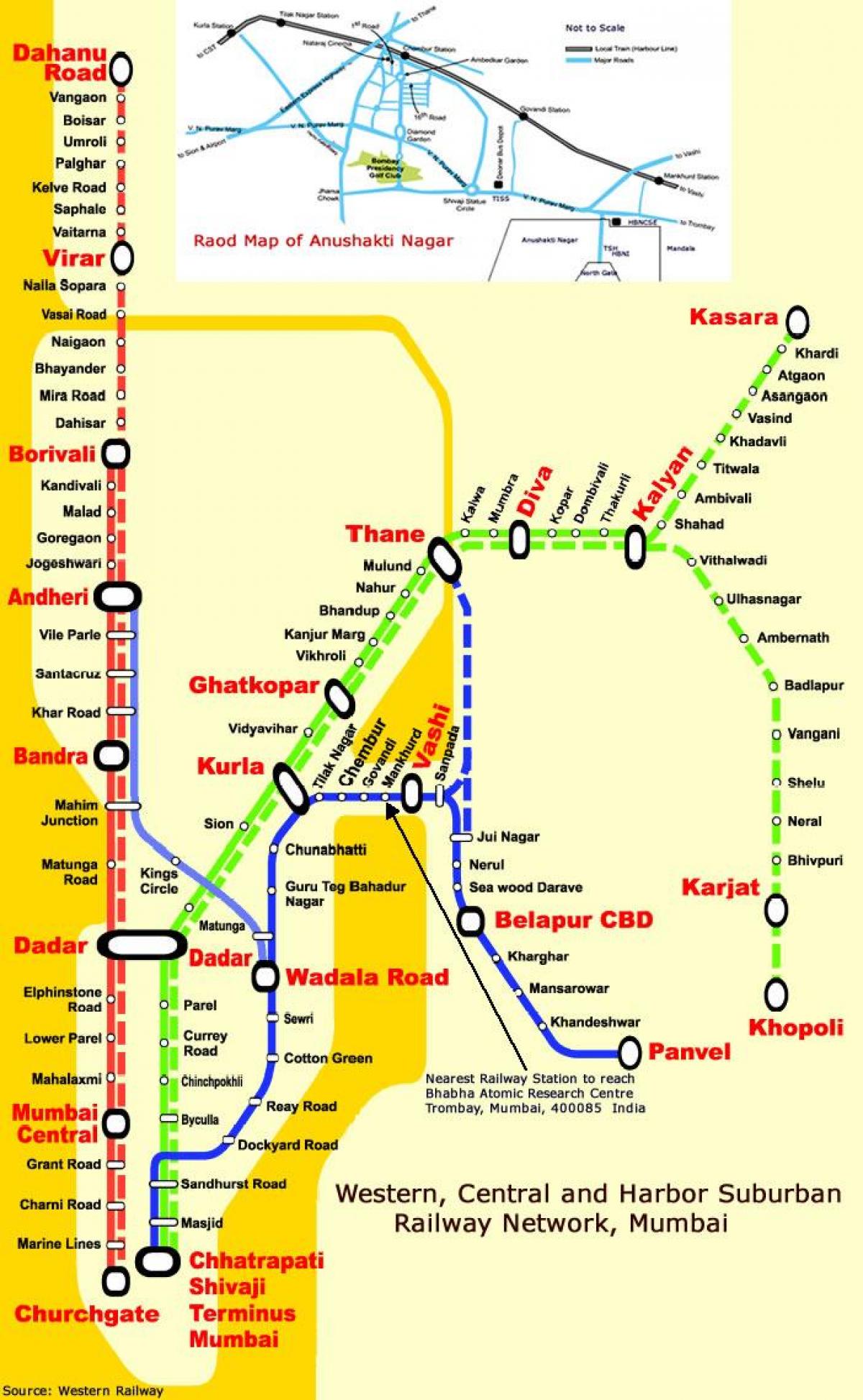Mumbai central line stanice mapu