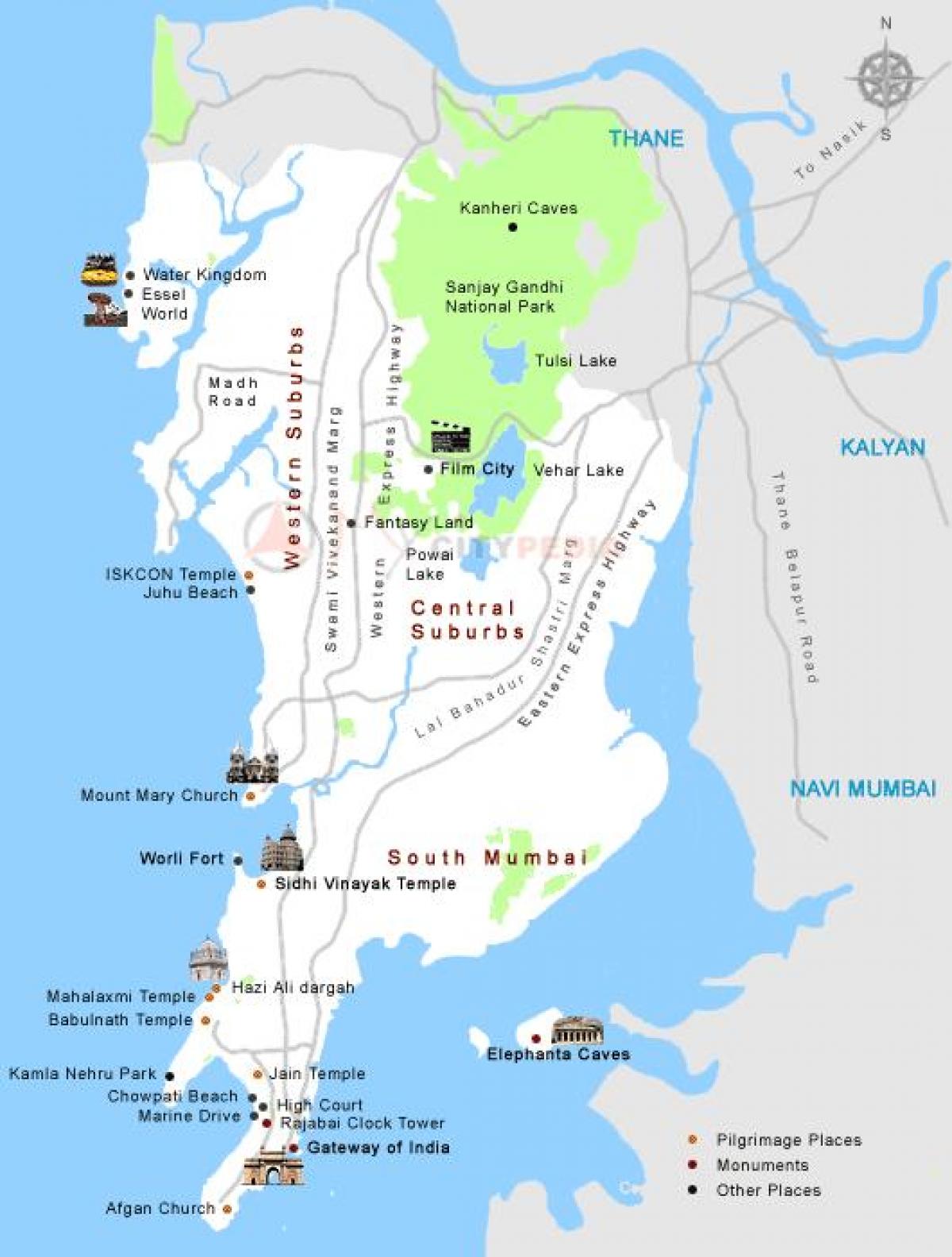 mapu Mumbai turistické miesta