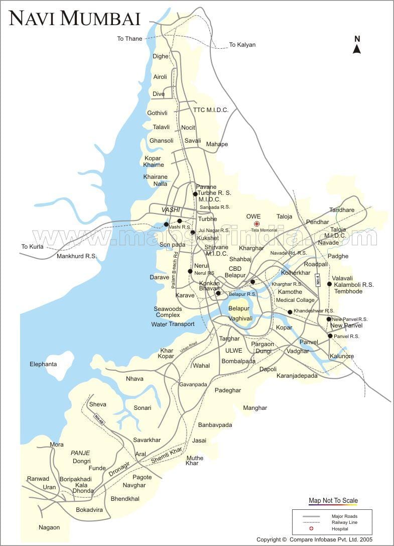 mapa nových Mumbai