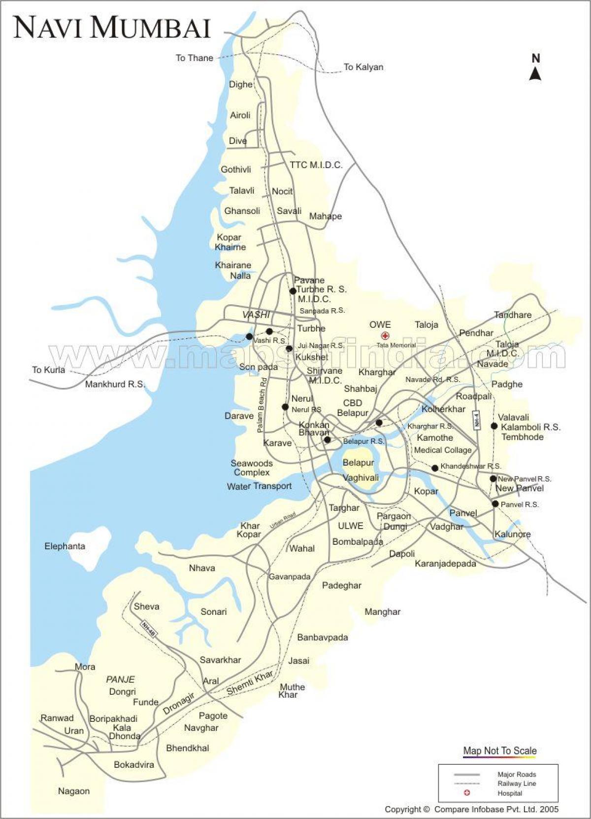 mapa nových Mumbai