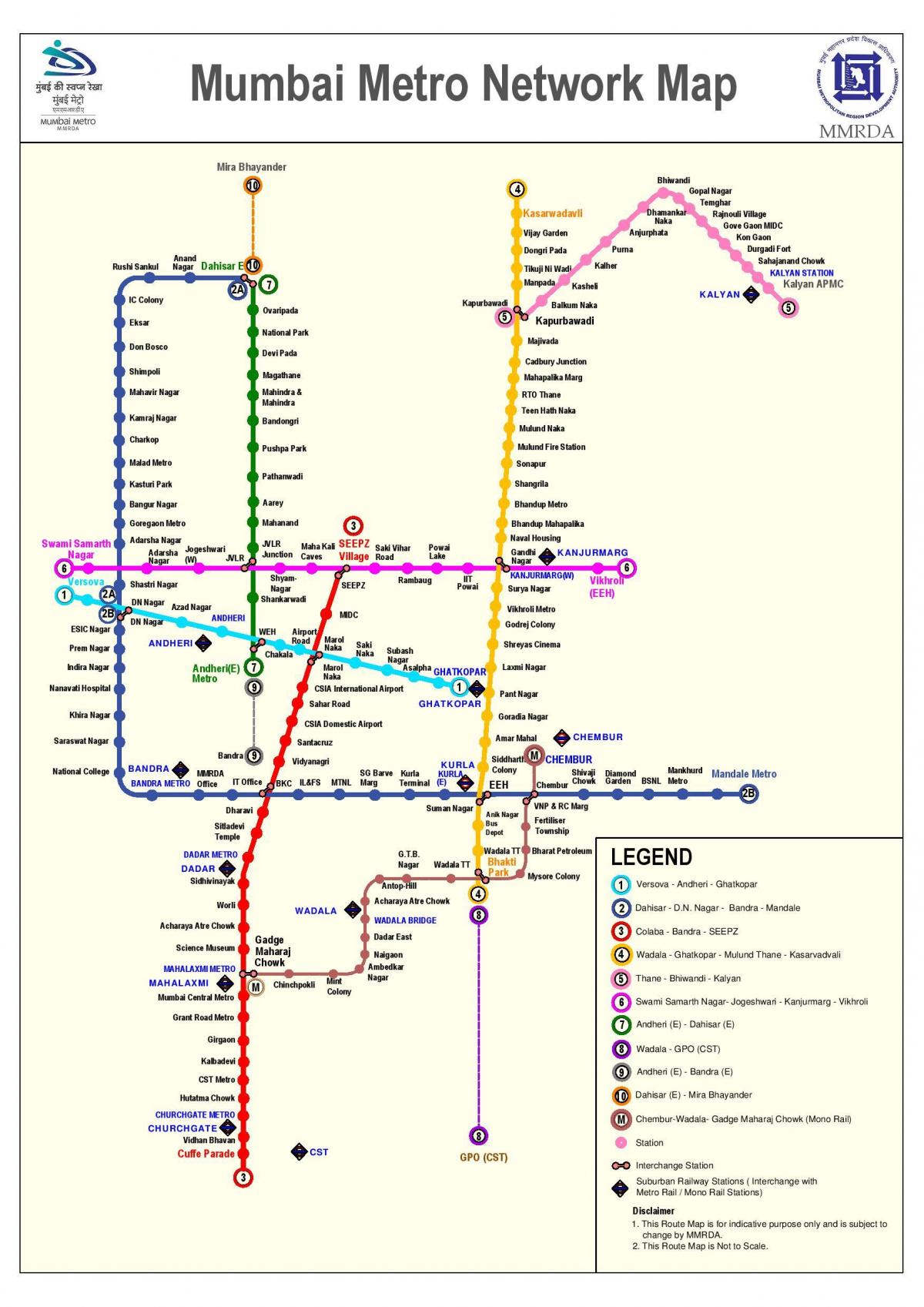 Mumbai stanice metra mapu