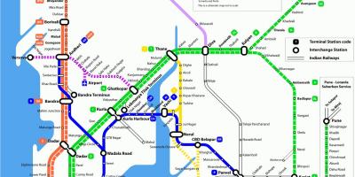 Bombaja miestnej vlakovej trasy mapu