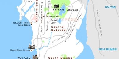 Bombaja mape mesta turistických